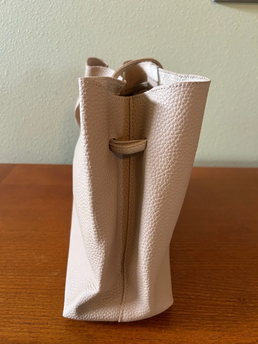 8 Other Reasons Tan Pebbled Vegan Leather Slouchy Bucket Bag